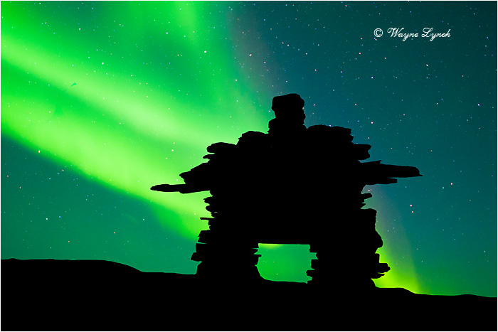 Inukshuk & Northern Lights by Dr. Wayne Lynch &copy;